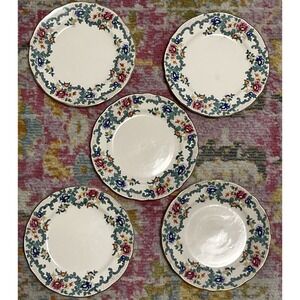 Vintage Royal Cauldon Victoria 6-1/4" Plates England Floral Scalloped Gold Edge